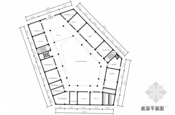 [四川]新城区文化综合体建筑规划设计方案文本-知名地产区文化综合体各层平面图