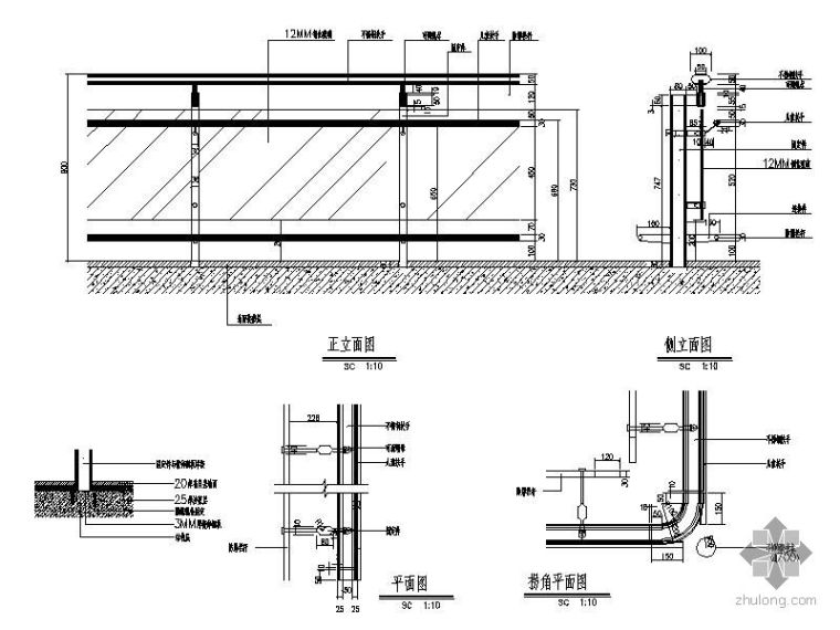 建筑大学地铁站设计资料下载-地铁站栅栏详图