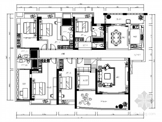 中欧混搭装修资料下载-[广东]原创精品豪宅中欧混搭七居室样板间装修施工图（含效果）