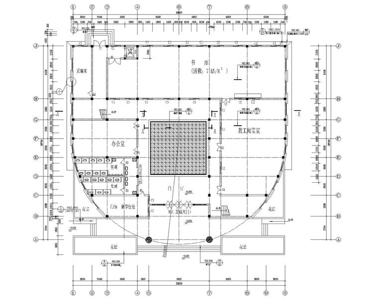 图书馆室内平面规划资料下载-城建图书馆室内装修设计施工图（CAD）