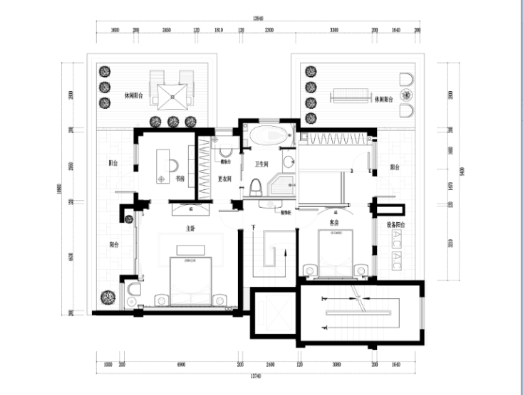 小空间家装设计施工图资料下载-星海湾家装设计完整施工图及高清效果图