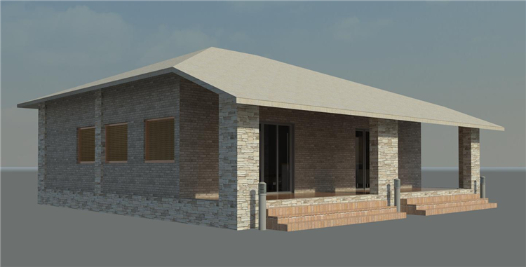 单层别墅CAD图纸资料下载-BIM模型-revit模型-独栋单层小别墅模型
