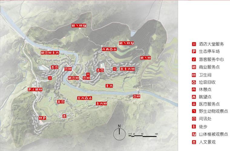 [贵州]雷山苗寨主题酒店区景观方案概念规划设计（PDF+94页）-服务设施体系