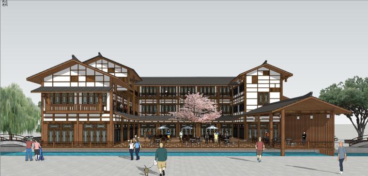 藏族吊脚楼施工图资料下载-川东吊脚楼式商业建筑模型设计