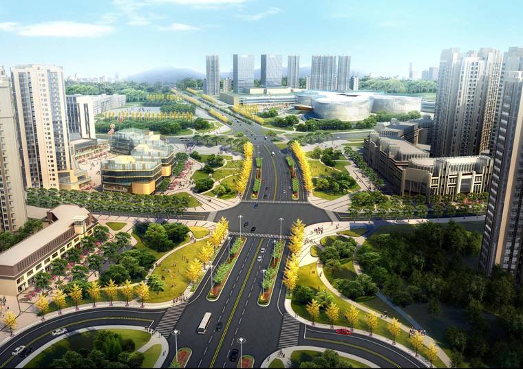 城市道路景观提升方案资料下载-[四川]遂宁市东平大道景观提升方案（海绵城市）