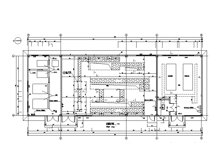 地上一层钢混框架结构设备用房施工图（建筑结构暖通电气，2015）-设备用房平面图
