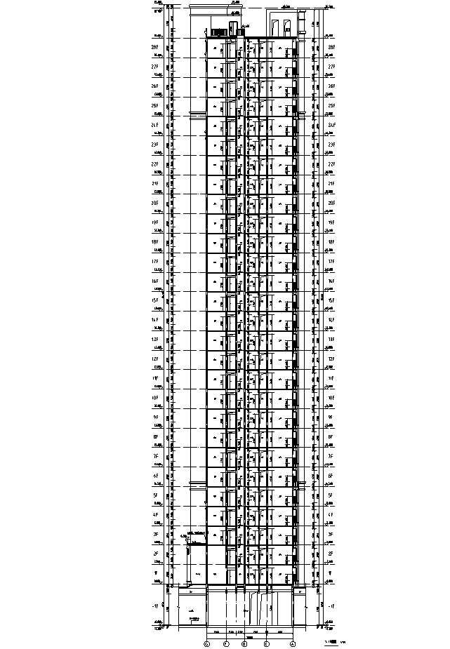 [安徽]高层框架结构多栋全专业住宅建筑施工图-高层框架结构多栋全专业住宅建筑立面图