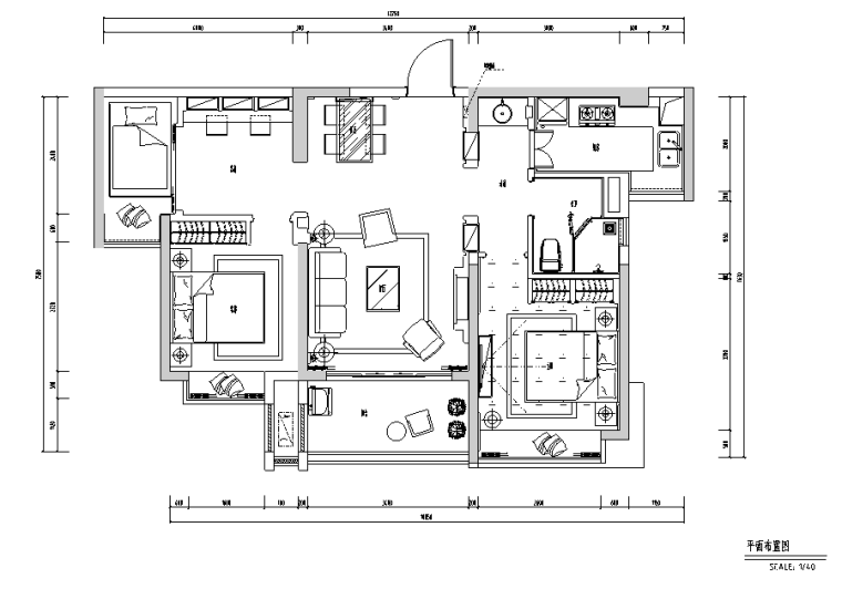 su地中海风格卧室模型资料下载-地中海风格三居室住宅设计施工图（附效果图+模型）
