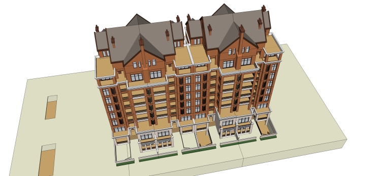 英式风格多层住宅建筑设计SU模型-英式住宅模型0620