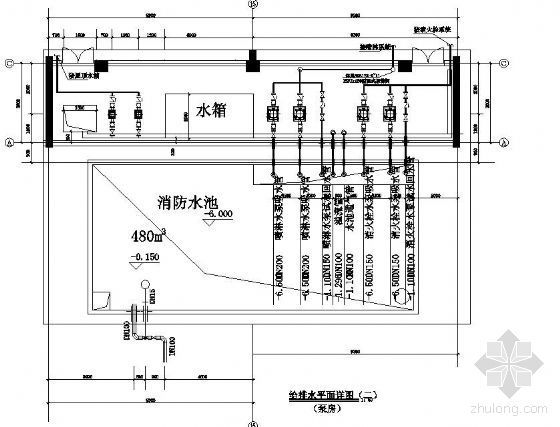 屋顶水池图片资料下载-某15层商住楼屋顶消防水池详图