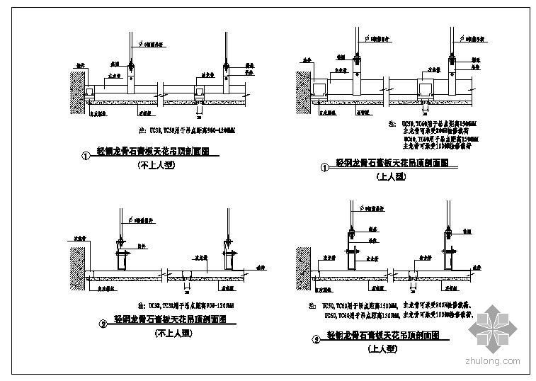 轻钢龙骨石膏板吊顶施工图资料下载-某石膏板吊顶节点构造详图