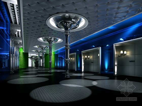 酒店走廊地毯贴图资料下载-娱乐场所走廊3D模型下载