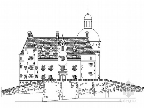 城堡建筑施工图CAD资料下载-某三层古城堡建筑施工图