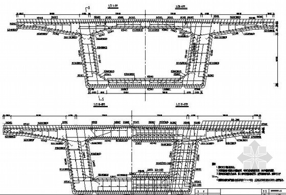 [福建]桥宽12.6m双线有碴简支箱梁桥40米预应力简支箱梁计算书23页附15张CAD-梁体钢筋布置图 