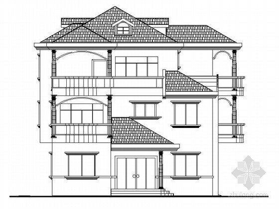 别墅三维图cad资料下载-某三层小别墅建筑方案图（含CAD模型效果）