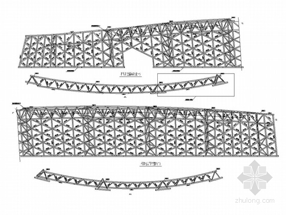 空间网架结构园博会植物馆钢结构深化图纸（845张超详细图纸）-A区桁架柱立面布置图(一) 