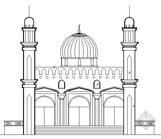清真寺建筑模型SU资料下载-[呼图壁]某清真寺建筑扩初图