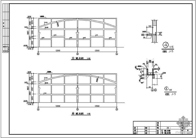 某厂房双管桁架钢屋架建筑结构图_4