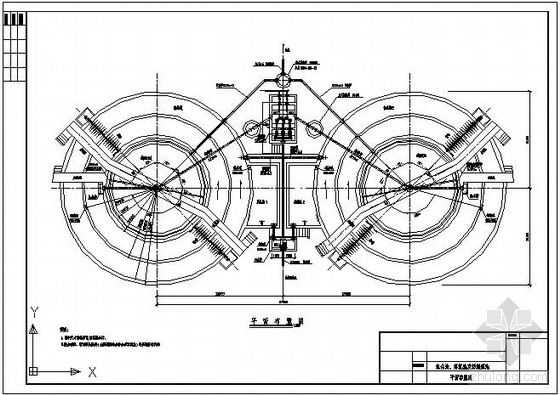 二沉池氧化沟平面布置图资料下载-氧化沟、二沉池及污泥泵池平面布置图