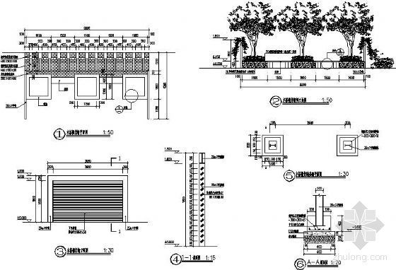 园林景观木格栅施工图资料下载-木格栅景墙详图