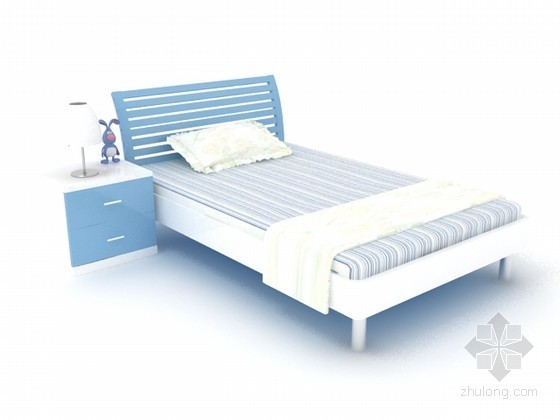 儿童床cad模型资料下载-儿童单人床3d模型下载