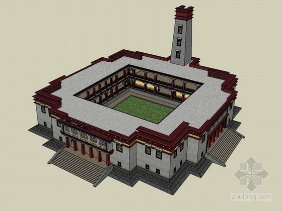 藏式平面图资料下载-藏式建筑博物馆sketchup模型下载