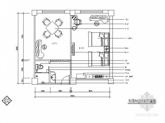 客房标间cad资料下载-[江苏]某时尚大酒店标准间客房Ⅰ施工图