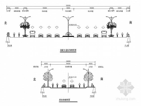 市政道路主干路施工图设计101张（含箱涵管线）-道路标准横断面 