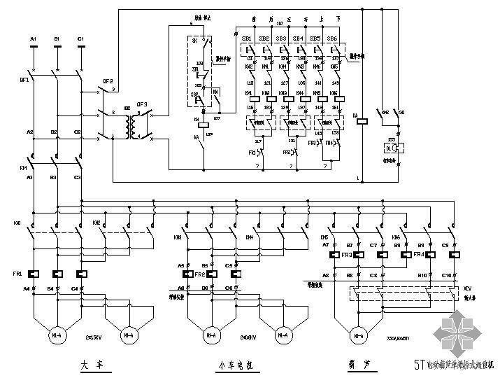5t桥式起重机图纸资料下载-5T电动葫芦单梁桥式起重机控制详图