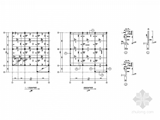 [陕西]33层剪力墙住宅结构施工图（筏形基础）-裙房二、三层结构平面图