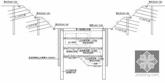 [青岛]地铁三柱四跨双岛四线同台换乘车站施工组织设计（中铁）-地铁出入段明挖区间剖面图