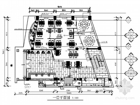 中式风格鱼馆施工图资料下载-某高档鱼府中式餐厅设计施工图