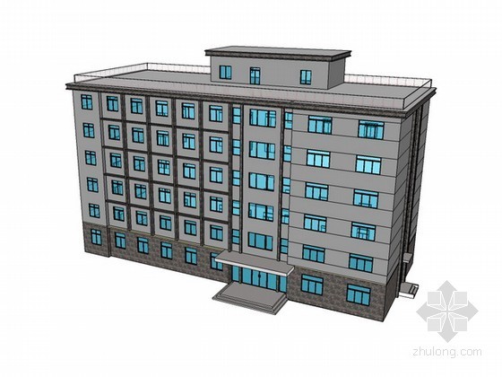 广联达综合3层办公楼模型资料下载-六层办公楼sketchup模型下载