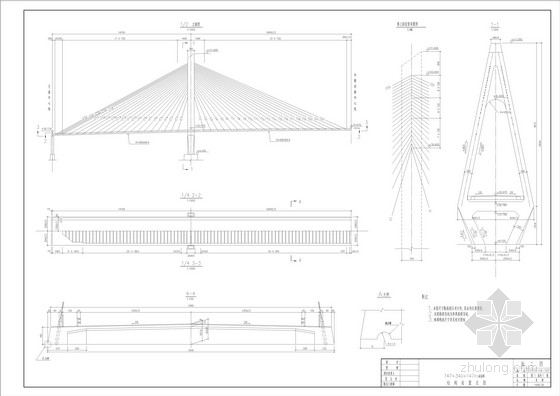 斜拉桥施工设计图资料下载-147+340+147m斜拉桥全套施工图（91张）