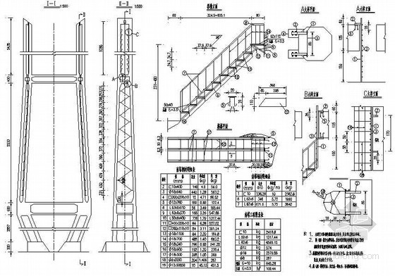 主楼梯设计资料下载-主跨500米PC斜拉桥主桥下部南北塔楼梯布置节点详图设计