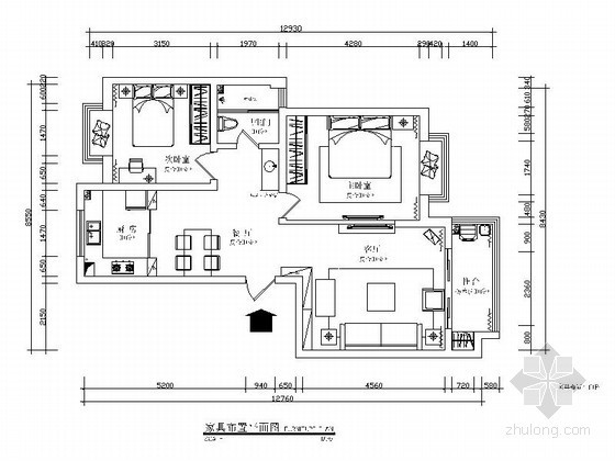 居室装修室内配色七法资料下载-某广场边二居室内装修方案