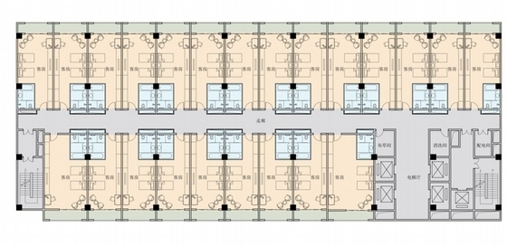 [贵州]单塔点式五星级高层酒店建筑概念设计方案文本（知名设计院）-单塔点式五星级高层酒店建筑平面图