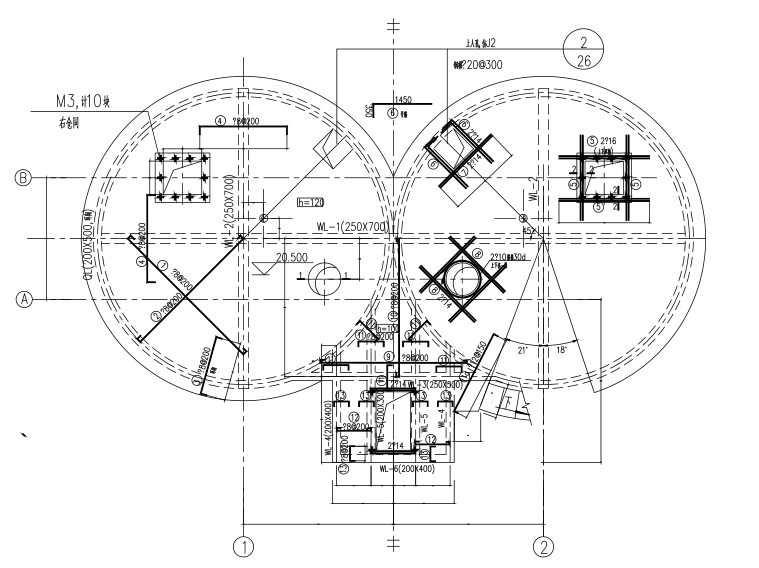 水泥厂供配电设计资料下载-水泥厂双仓结构图（CAD、5张）