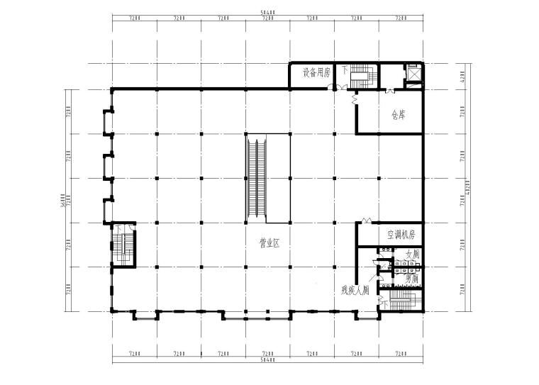 [辽宁]某大型超市建筑设计方案CAD图纸（CAD+效果图）-三层平面图