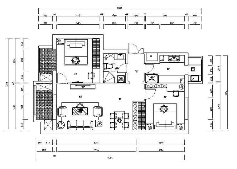 现代简约两居住宅施工图资料下载-全套现代简约风样板间施工图(含效果图)