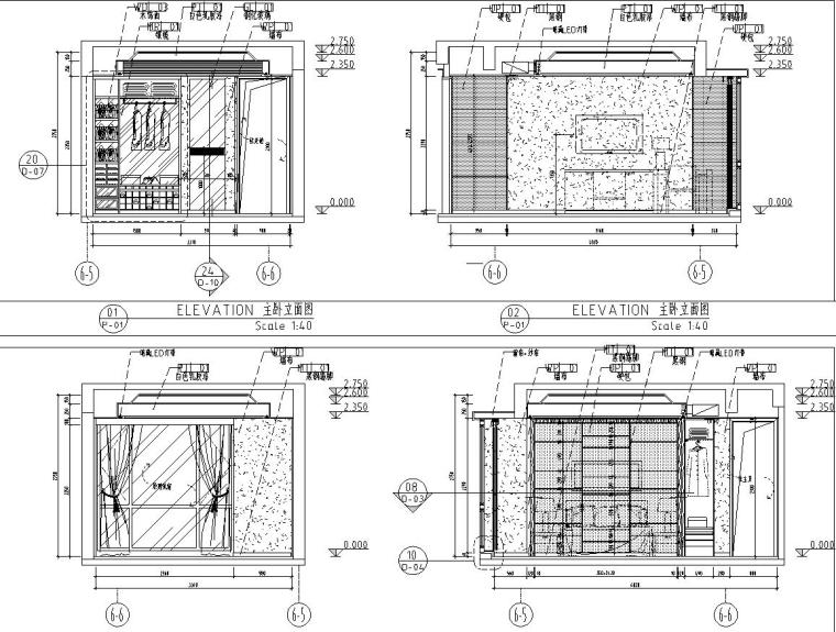 [广东]河源宝晟地产四期宝格丽公馆室内施工图设计（包含CAD+JPG）-主卧立面图