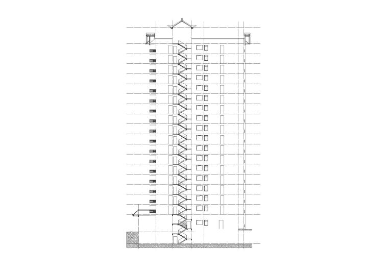 [福建]永安居住建筑设计整套施工图与节能报告书（CAD+文本）-2#楼建筑楼梯剖面图