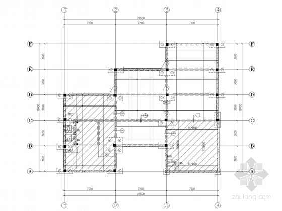 [武汉]二层框架住宅楼结构施工图(含建施)-地下底板结构平面图