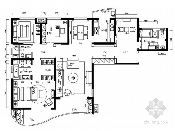 四室一厅施工图资料下载-[江苏]现代时尚四室两厅样板间室内施工图（含效果图材料清单）