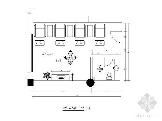 一房一厅住宅平面图资料下载-足浴房平面图