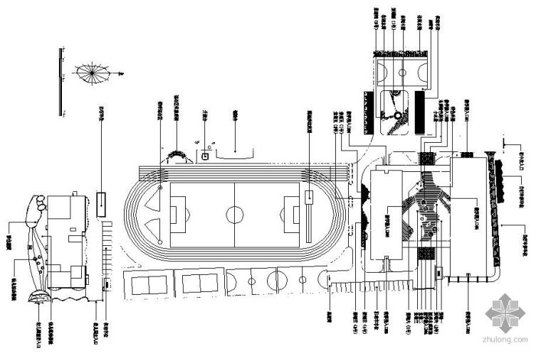 运动场施工平面图资料下载-某中学运动场景观设计总平面图