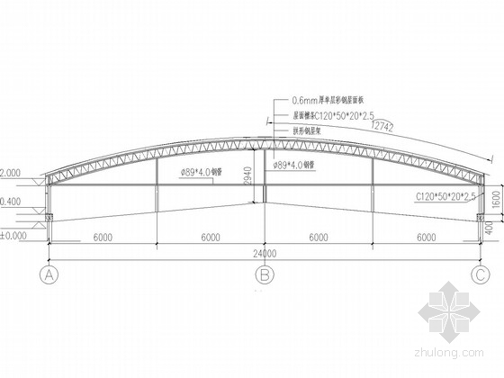 网架屋面建筑剖面图资料下载-电影院屋面网架结构方案图