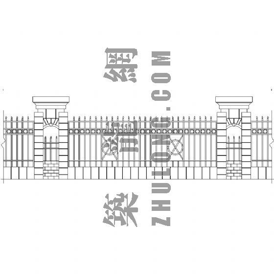 围墙栏杆cad图资料下载-栏杆详图-围墙类