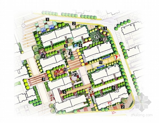 [浙江]宜居型居住区景观规划设计-分区平面图 