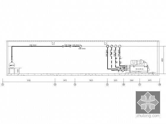 [重庆]200米商业综合楼空调水系统施工图（20万平米，制冷机房，锅炉房）-制冷机房剖面图